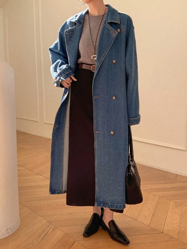 Manteau Long en Jean style trench