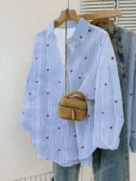 Chemise à Rayures avec Imprimé Cœur – Image 9
