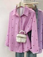 Chemise à Rayures avec Imprimé Cœur – Image 4