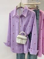 Chemise à Rayures avec Imprimé Cœur – Image 5