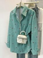 Chemise à Rayures avec Imprimé Cœur – Image 7