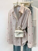 Chemise à Rayures avec Imprimé Cœur – Image 8